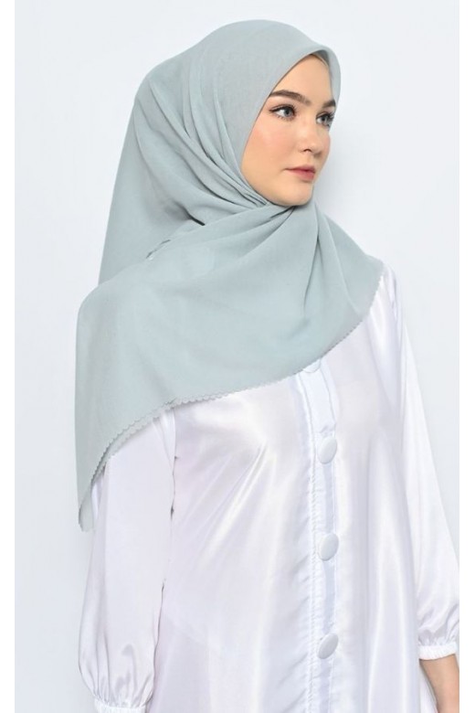 Hijab Segi 4 Voal Anabela Lasercut Dusty Blue